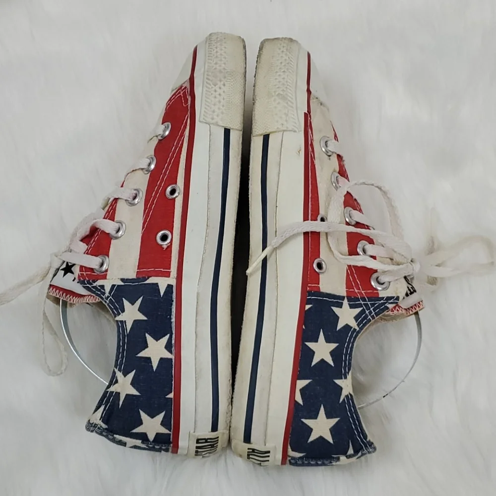 Vintage Converse Chuck Taylor American Flag Patriotic Made USA Kids Size 4